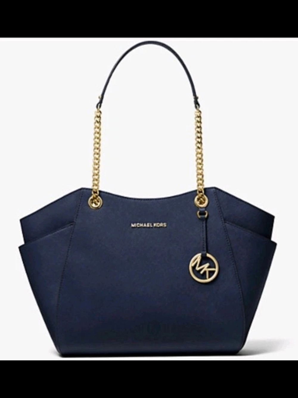 Michael Kors Navy Saffiano Leather Chain-Handle Tote